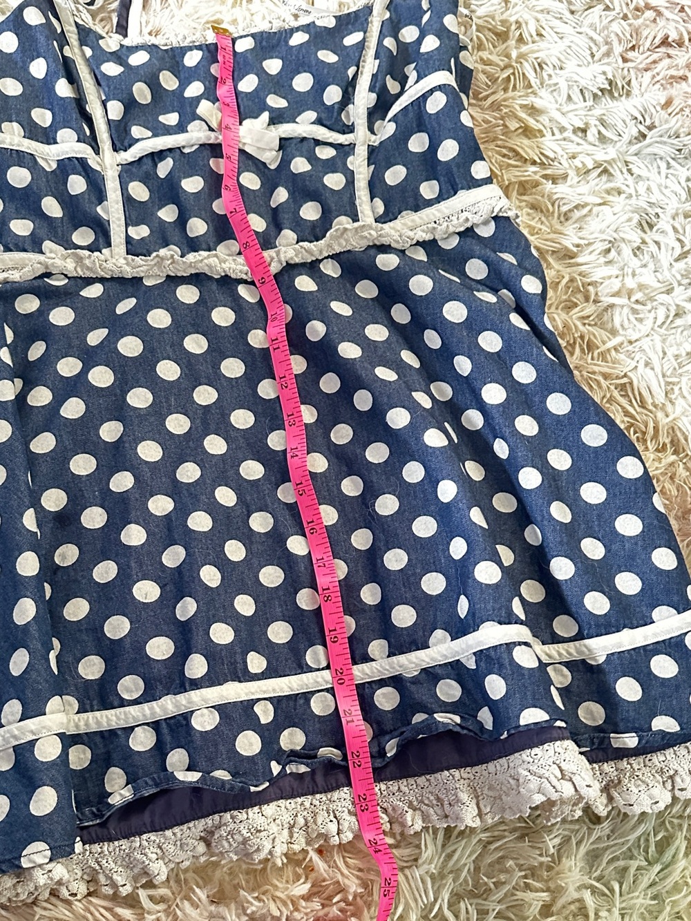 For Love & Lemons Dolly Denim Dot Mini Dres Size Large - Picture 8 of 16